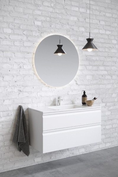 AQ77100-MW Комплект мебели:Тумба 100 см ВЕГА с раковиной AQ4100-00, 2 ящика,цвет белый мат. Фото 11