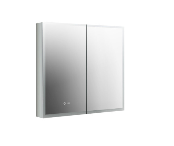 AQ7803B-MLC Алюминиевый зеркальный шкаф с подсветкой 800*700*133,крепеж. Две зерк.дверцы шириной 39,85см,антизапотевание, акрил. подсветка, петли BLUM. Фото 1