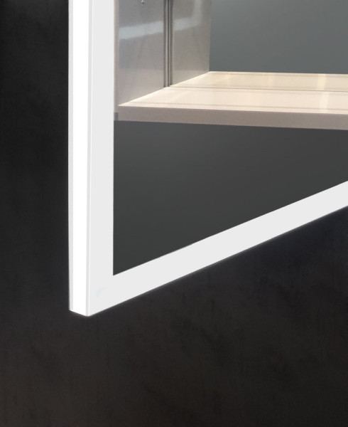 AQ7803B-MLC Алюминиевый зеркальный шкаф с подсветкой 800*700*133,крепеж. Две зерк.дверцы шириной 39,85см,антизапотевание, акрил. подсветка, петли BLUM. Фото 2