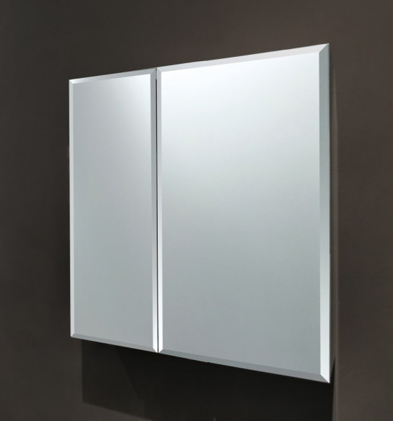 AQ7808-MC Алюминиевый зеркальный шкаф без подсветки 762*660*134,крепеж. Две зеркальные дверцы шириной 50,9 и 25,5 см. Две стекл.полки 6 мм. Фото 10