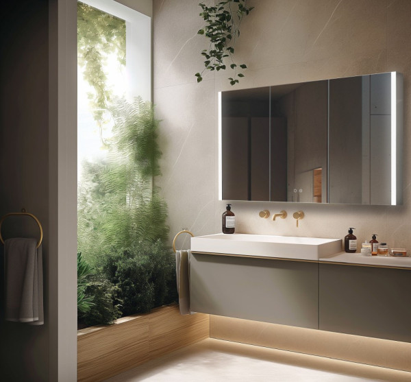 AQ7809-MLC Алюминиевый зеркальный шкаф с подсветкой 800*700*133,крепеж. Две зерк.дверцы шириной 39,85см,антизапотевание, акриловая подсветка. Фото 7