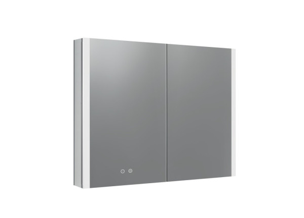 AQ7809-MLC Алюминиевый зеркальный шкаф с подсветкой 800*700*133,крепеж. Две зерк.дверцы шириной 39,85см,антизапотевание, акриловая подсветка. Фото 1