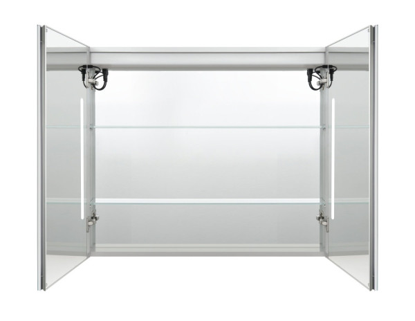 AQ7809-MLC Алюминиевый зеркальный шкаф с подсветкой 800*700*133,крепеж. Две зерк.дверцы шириной 39,85см,антизапотевание, акриловая подсветка. Фото 2