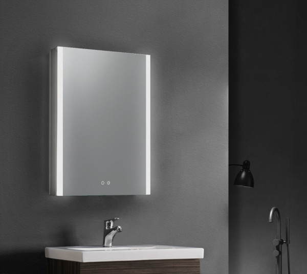 AQ7809-MLC Алюминиевый зеркальный шкаф с подсветкой 800*700*133,крепеж. Две зерк.дверцы шириной 39,85см,антизапотевание, акриловая подсветка. Фото 4