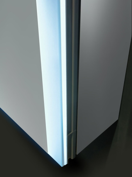 AQ7809-MLC Алюминиевый зеркальный шкаф с подсветкой 800*700*133,крепеж. Две зерк.дверцы шириной 39,85см,антизапотевание, акриловая подсветка. Фото 5