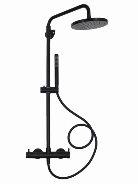 AQM 8001MB Душевая система для душевой кабины Ø200/-- мм, 1/1 режим, Матовый Чёрный. Фото 1