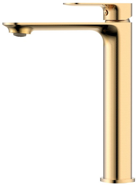 AQM6314BG Monza Смеситель для свободностоящей раковины 221 мм, гладкий, подводка ½", Brushed gold. Фото 1