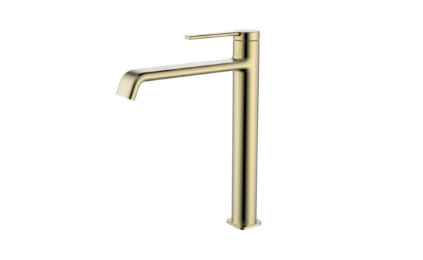 AQM6414BG Asti Смеситель для свободностоящей раковины 231 мм, гладкий, подводка ½", Brushed gold. Фото 1