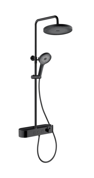 AQM8009B Душевая система со смесит. (верхн. душ 260мм, ручн. душ 3 режима, каскад. излив), черный. Фото 1