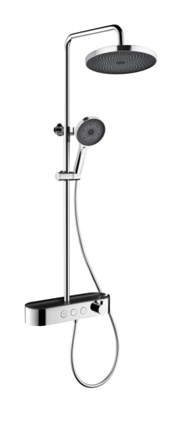 AQM8009CR Душевая система со смесит. (верхн. душ 260мм, ручн. душ 3 режима, каскад. излив), хром. Фото 1