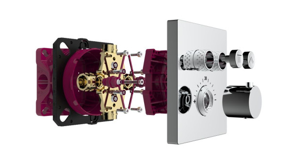 AQM8801MB Встраиваемый термостат с регулировкой напора на 2 потр., черный матовый. Фото 1