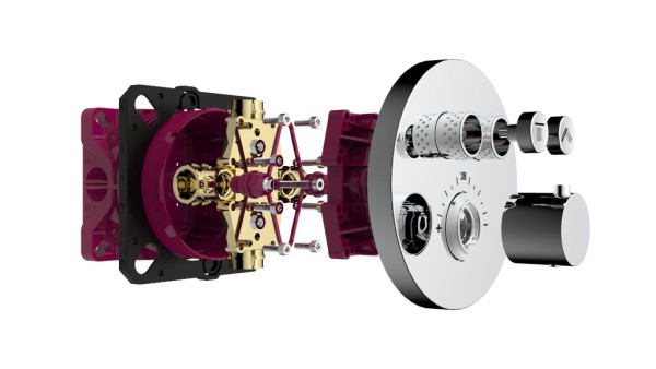 AQM8802CR Встраиваемый термостат с регулировкой напора на 2 потр., хром. Фото 1