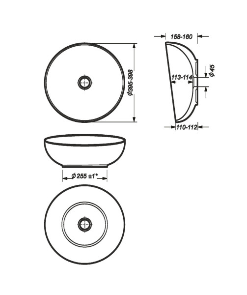 ART CUT Умывальник накладной 40 см Белый S1 (WB.CT/Art/40-N.Cut/WHT.G/S1). Фото 6