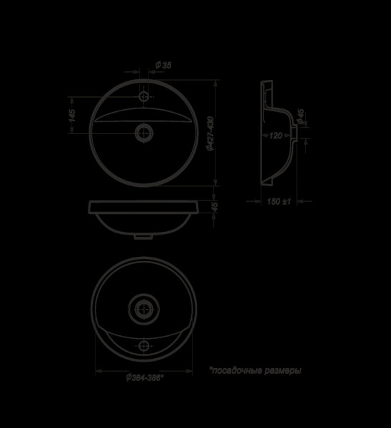 ART INSIDE Умывальник врезной 43 ВКС Белый S1 (WB.IN/Art/43-C/WHT.G/S1). Фото 6
