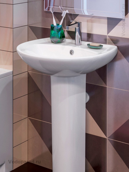 АТТИКА 55 Умывальник пьедестальный ВКС Белый S1 (WB.PD/Attica/55-C/WHT.G/S1). Фото 5