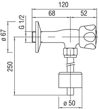 AV00503CR кран для уринала. Фото 2