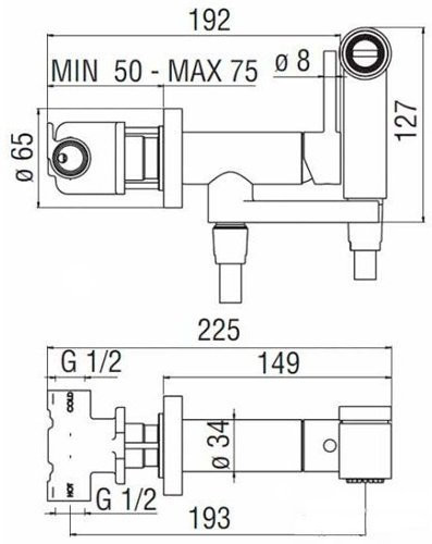AV00600CR Комплект для гигиенического душа встроенный (смеситель + гигиеническая лейка + шланг) хром. Фото 4