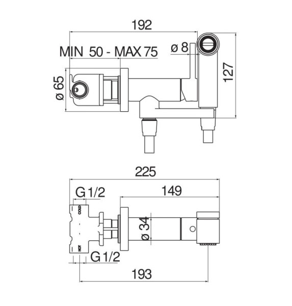 AV00600GDP Комплект для гигиенического душа встроенный (смеситель + гигиеническая лейка + шланг) золото. Фото 2