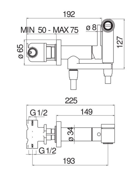 AV00600NLP Комплект для гигиенического душа встроенный (смеситель + гигиеническая лейка + шланг), никель. Фото 2