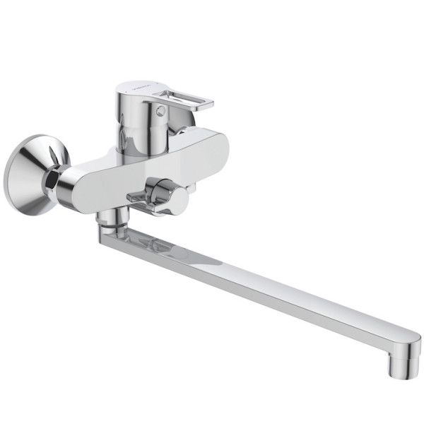 BA400AA VIDIMA HYPE Настенный смеситель для ванны/душа с керамическим переключателем, с длинным изливом 320 мм, керамический картридж 35 мм. Фото 1