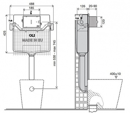 Бачок сливной OLI 120D OLIpure, механический, OLI. Фото 2
