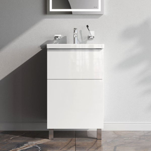 База под раковину, напольная, 50 см, 2 ящика push-to-open, белый глянец. Фото 1