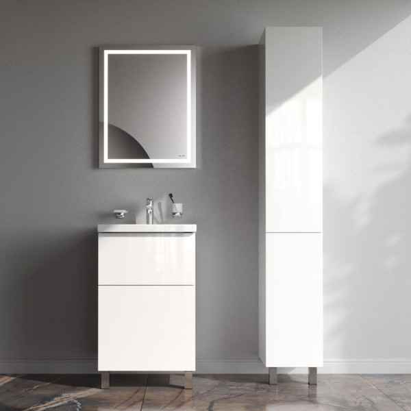 База под раковину, напольная, 50 см, 2 ящика push-to-open, белый глянец. Фото 4