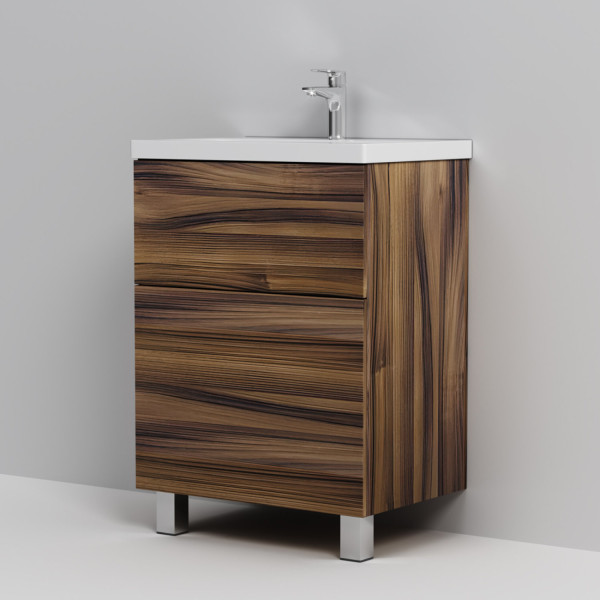 База под раковину, напольная, 60 см, 2 ящика, орех. Фото 6