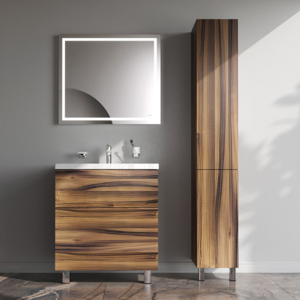 База под раковину, напольная, 75 см, 2 ящика, орех. Фото 4