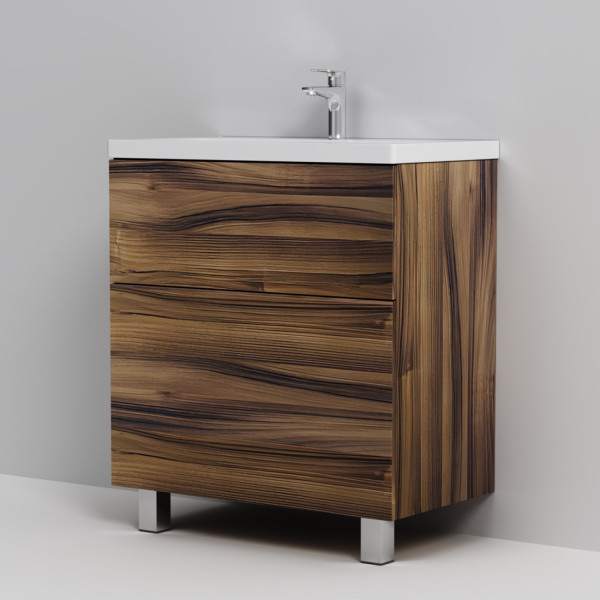 База под раковину, напольная, 75 см, 2 ящика, орех. Фото 6