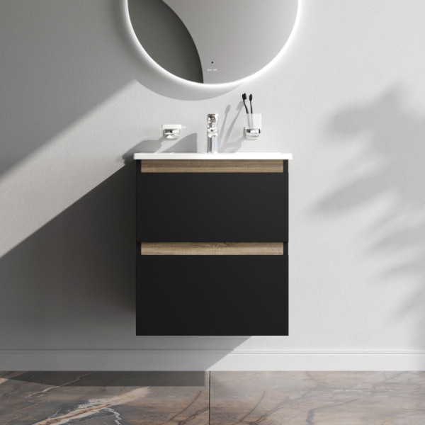 База под раковину, подвесная, 55 см, черный матовый. Фото 1