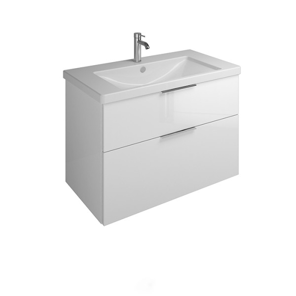 База подвесная с керамическим умывальником 930х490х645 мм. 2 ящика с ручкой желоб., c 1 отв под смес.   цвет белый глянц F2009. Фото 1