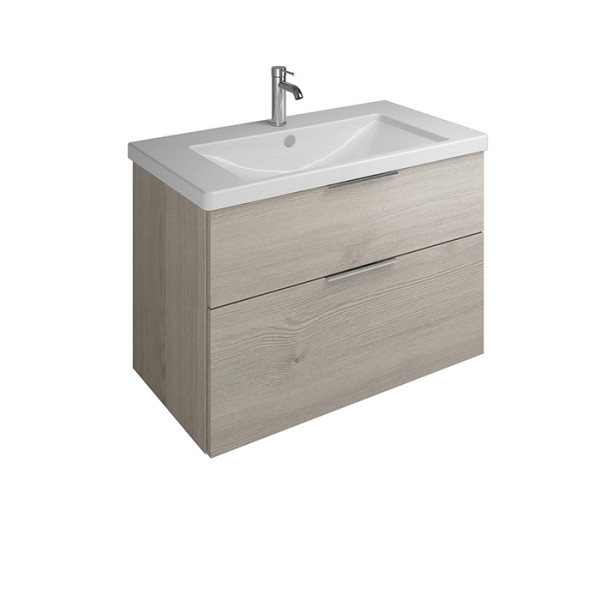База подвесная с керамическим умывальником 930х490х645 мм. 2 ящика с ручкой желоб., c 1 отв под смес.   цвет фланелевый дубовый F2632. Фото 1