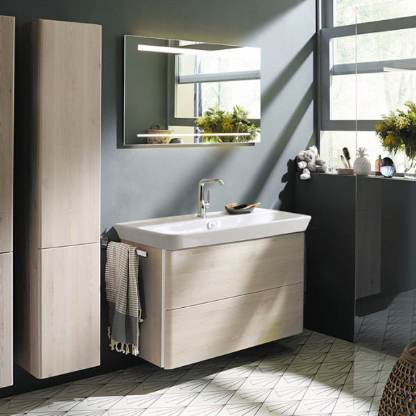 База подвесная с керамическим умывальником с 1 отв под смес. 1000х492х721 мм.2 выдв ящика, сифон в компл. F2835 дуб меринос. Фото 1