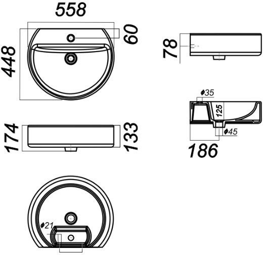 BEST 55 Умывальник пьедестальный ВКС Белый S1 (WB.PD/Best/55-C/WHT.G/S1). Фото 3