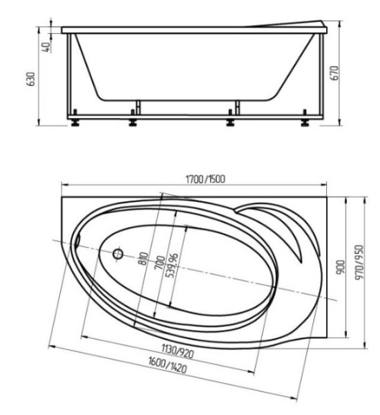 Бетта 170 прав.гидромасс.ПН с фр.экр.. Фото 2