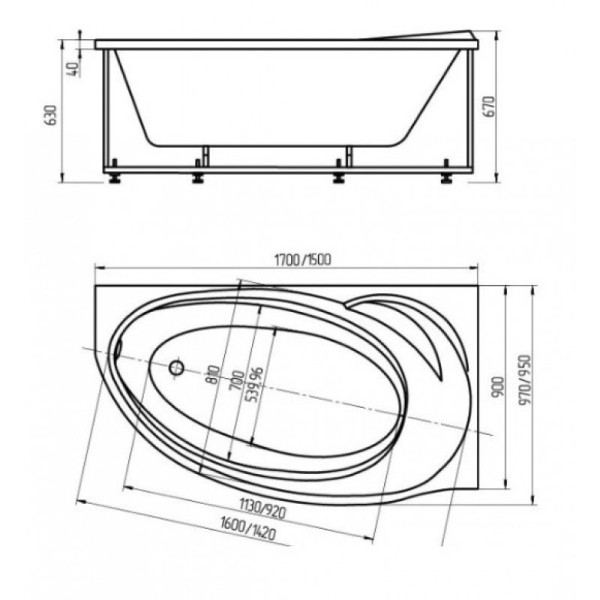 Бетта 170 правая (только ванна с уп.). Фото 3