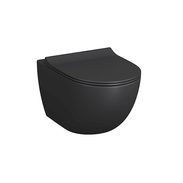 Безободковый подвесной унитаз VitrA Sento, матовый черный. Фото 1