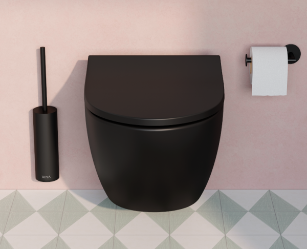 Безободковый подвесной унитаз VitrA Sento, матовый черный. Фото 4