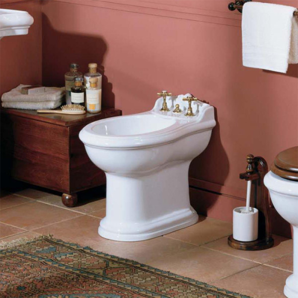 биде напольное 59х40см с 1 отв под смеситель, цвет: белый с креплением к полу. Фото 1