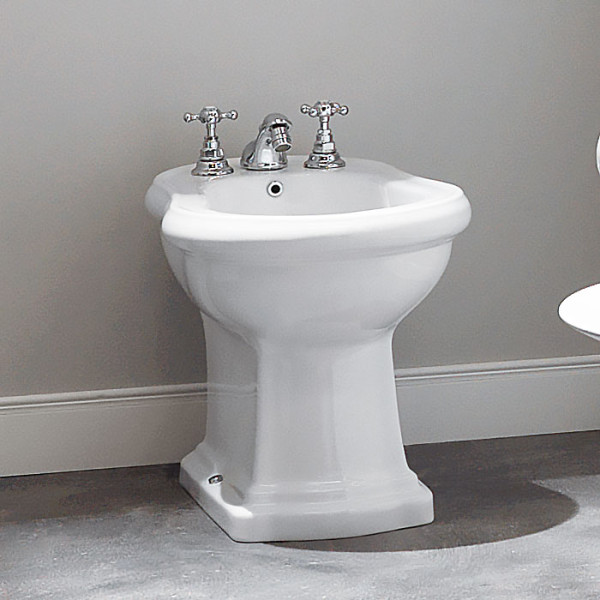 Биде напольное 60х38.5см, с 3-мя отв. под смеситель, цвет: белый. Фото 1