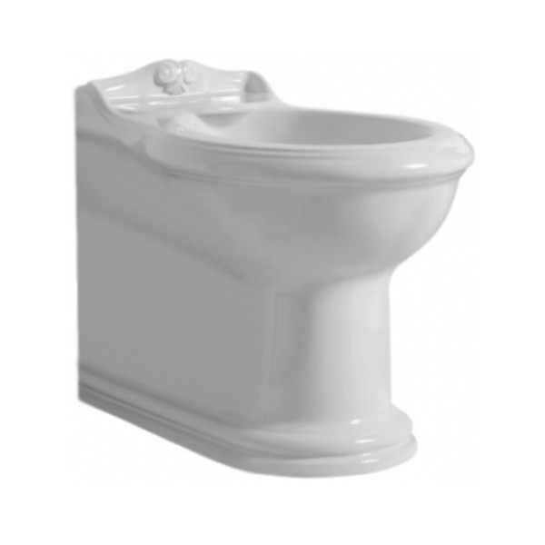 биде напольное приставное 59х40см с 1 отв под смеситель, цвет: белый с креплением к полу. Фото 1