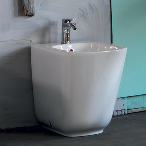 Биде напольное пристенное 55х35см, с 1 отв под смеситель, c креплением WB5N, цвет:. Фото 1