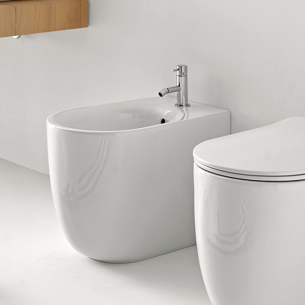 Биде напольное с 1 отв. под смеситель 55х35 см, с креплениями WB5N, цвет: белый. Фото 1