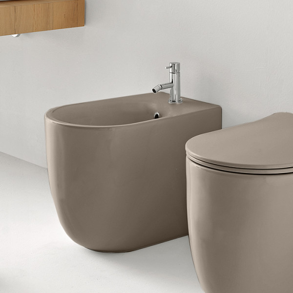 Биде напольное с 1 отв. под смеситель 55х35 см, с креплениями WB5N, цвет: Коричневый орех. Фото 1