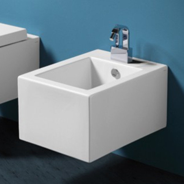 Биде подвесное 38х51см, с 1 отв. под смеситель, цвет: белый, с крепежами F85. Фото 1