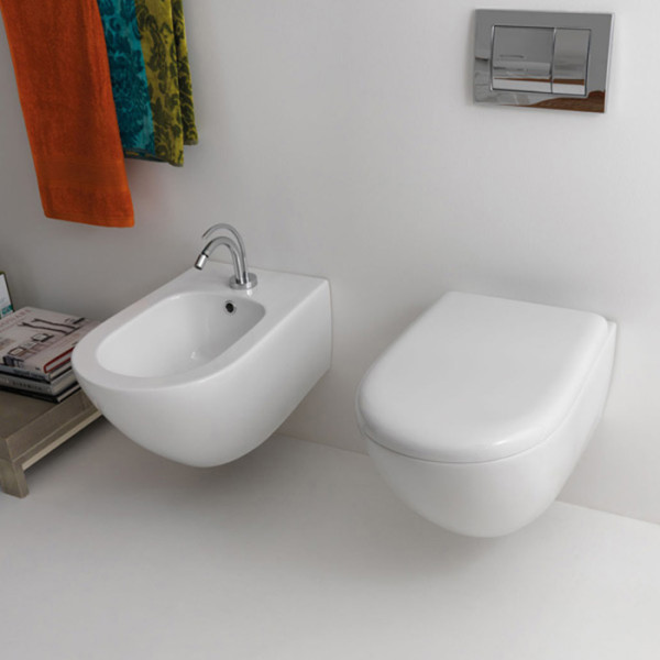 Биде подвесное 55х36см, 1 отв., цвет: белый. Фото 1