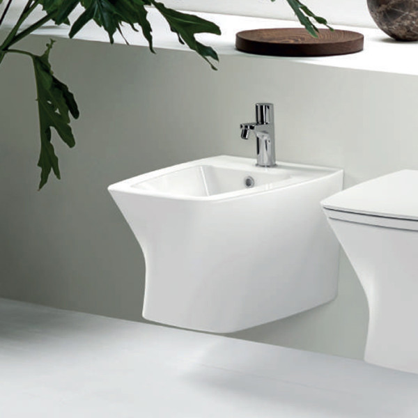 Биде подвесное 57х38х36,5 см, с 1 отв под смеситель, с крепежами, цвет: белый. Фото 1