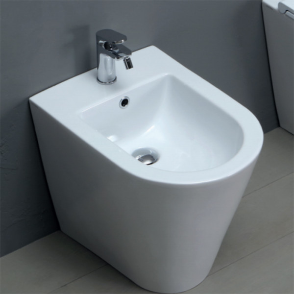 Биде приставное 54х37х43см , с 1 отв под смеситель,с креплением, цвет: белый. Фото 1