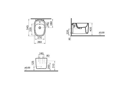 Биде VITRA Plural 7831B401-0288, подвесное, матовый Белый. Фото 3